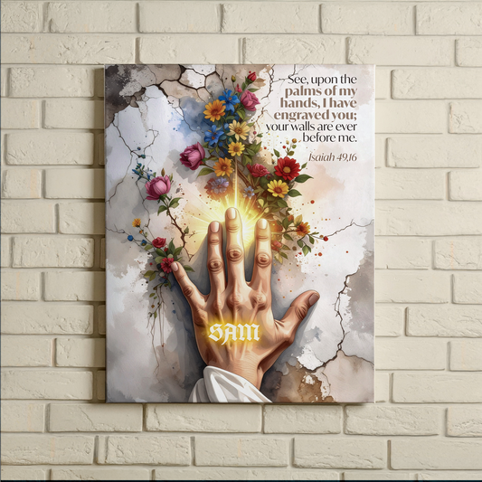 Faith Personalized Wall Art " I have engraved you" (Isaiah 49: 16)