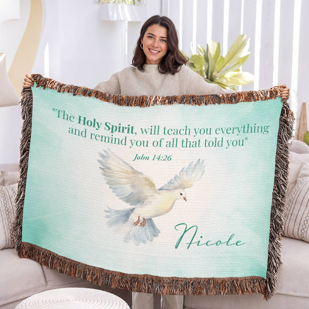 Personalized Woven Blanket "The Holy Spirit (John 14:26)"