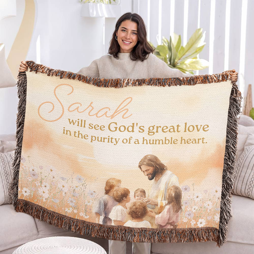 Personalized Woven Blanket "will see God's great love.."