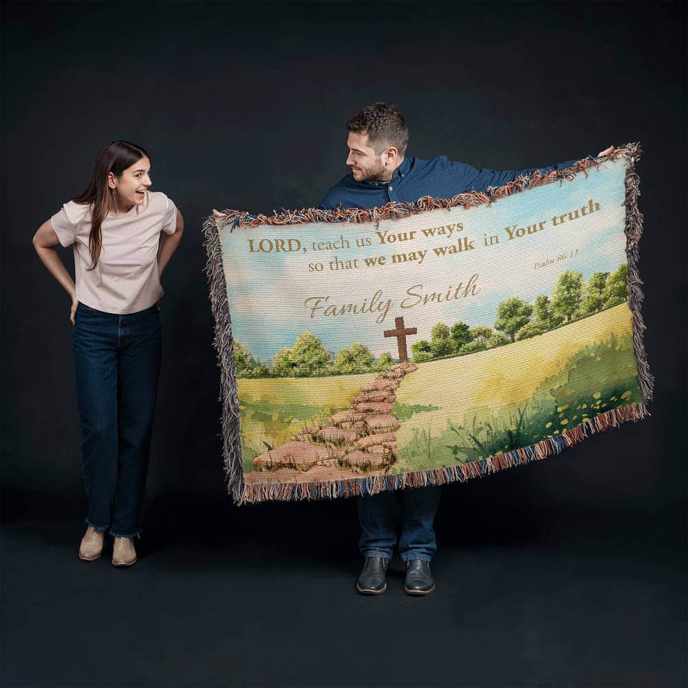 Personalized Woven Blanket "Lord teach us Your ways..(Psalm 86:11)"
