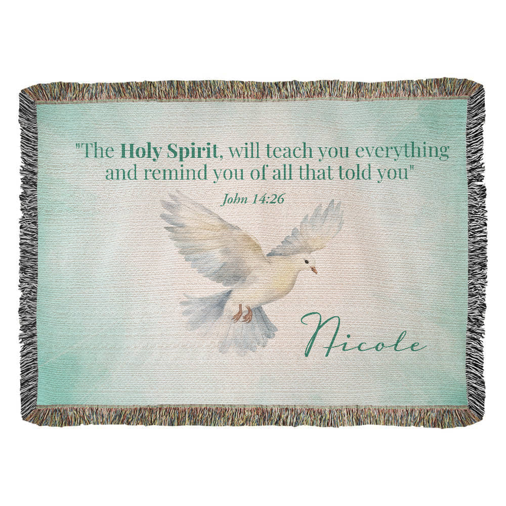 Personalized Woven Blanket "The Holy Spirit (John 14:26)"