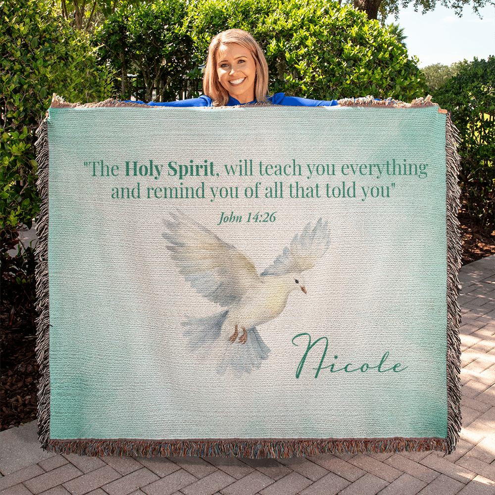 Personalized Woven Blanket "The Holy Spirit (John 14:26)"