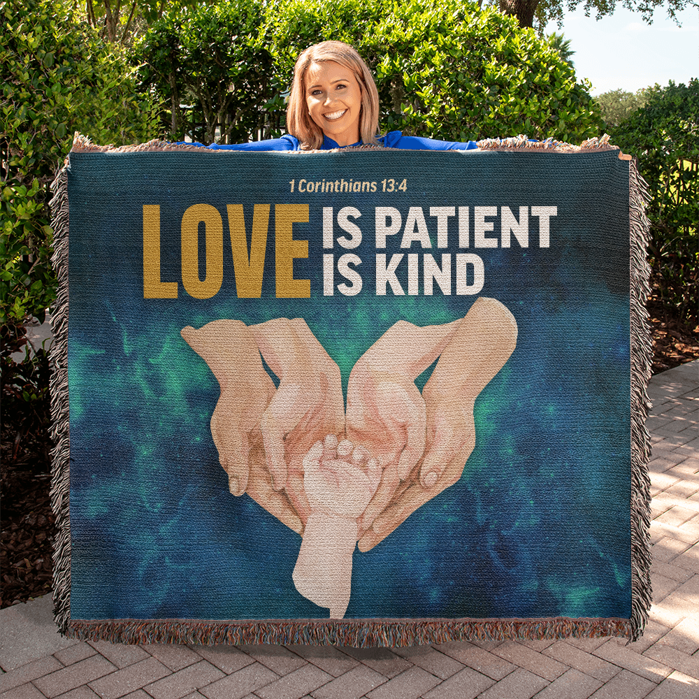 Personalized Woven Blanket "Love is patient..(1 Corinthians 13:4)"