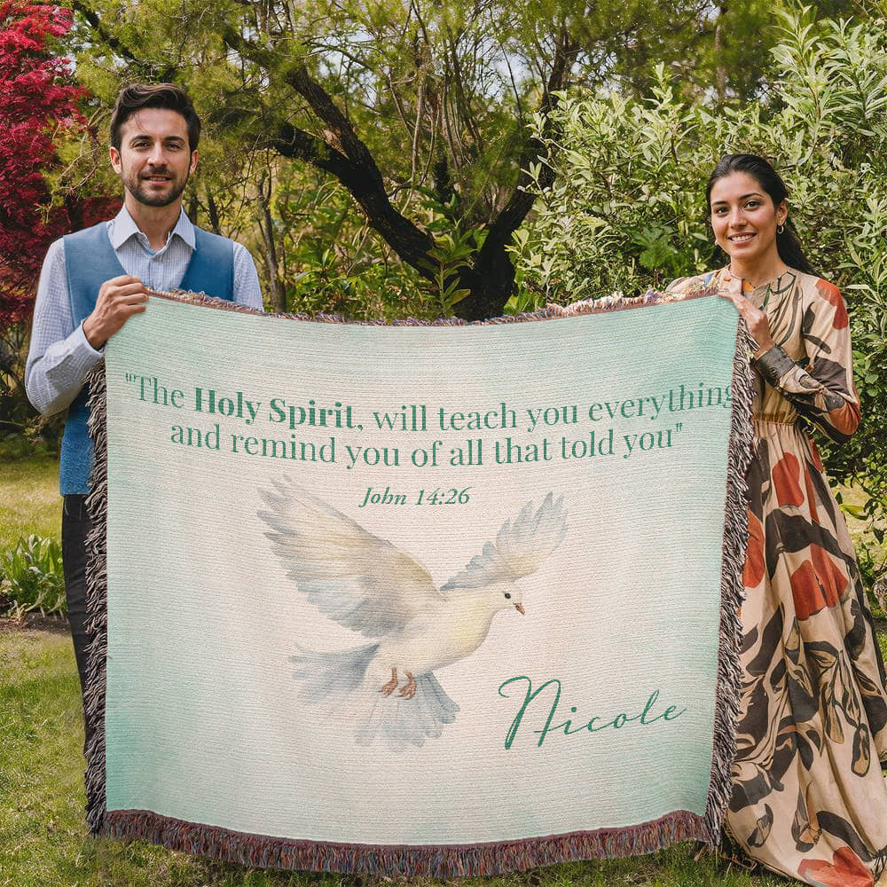 Personalized Woven Blanket "The Holy Spirit (John 14:26)"