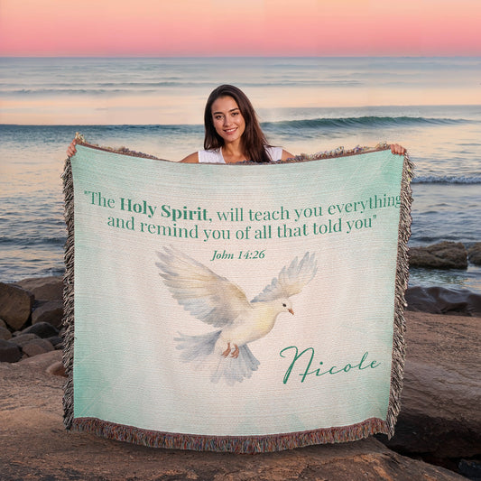 Personalized Woven Blanket "The Holy Spirit (John 14:26)"
