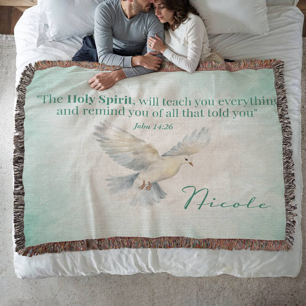 Personalized Woven Blanket "The Holy Spirit (John 14:26)"