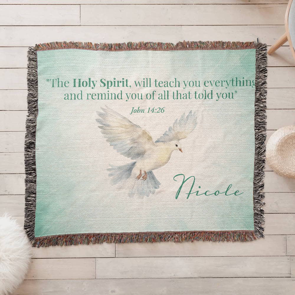 Personalized Woven Blanket "The Holy Spirit (John 14:26)"