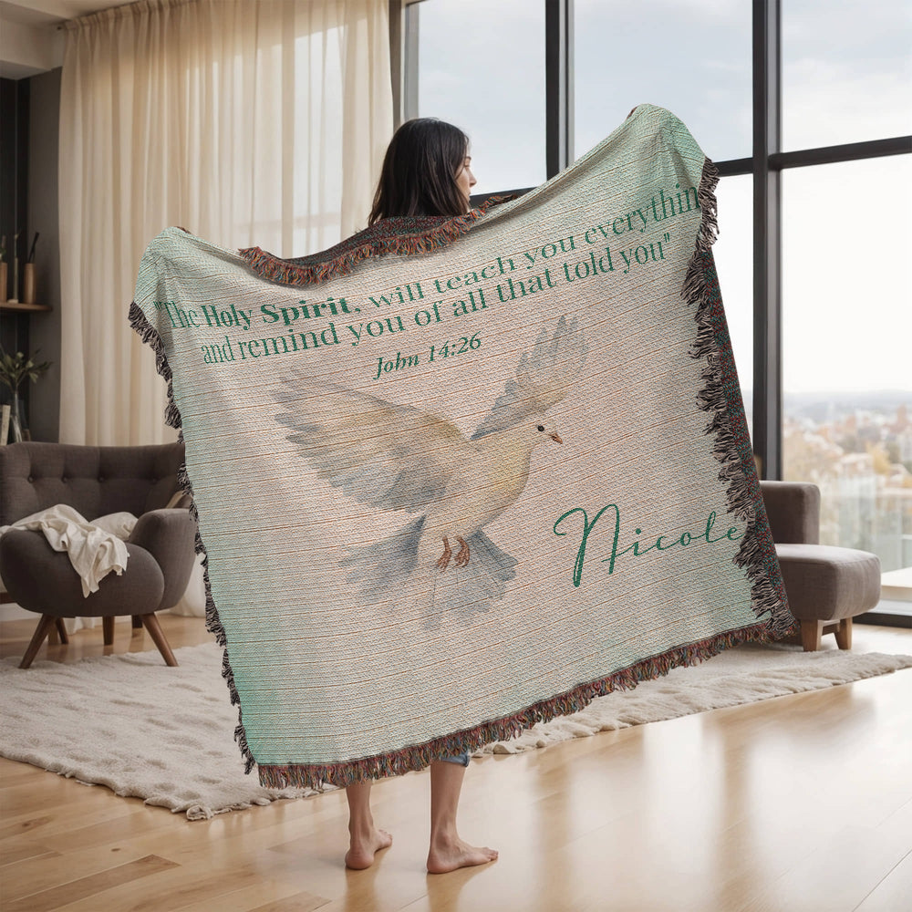 Personalized Woven Blanket "The Holy Spirit (John 14:26)"