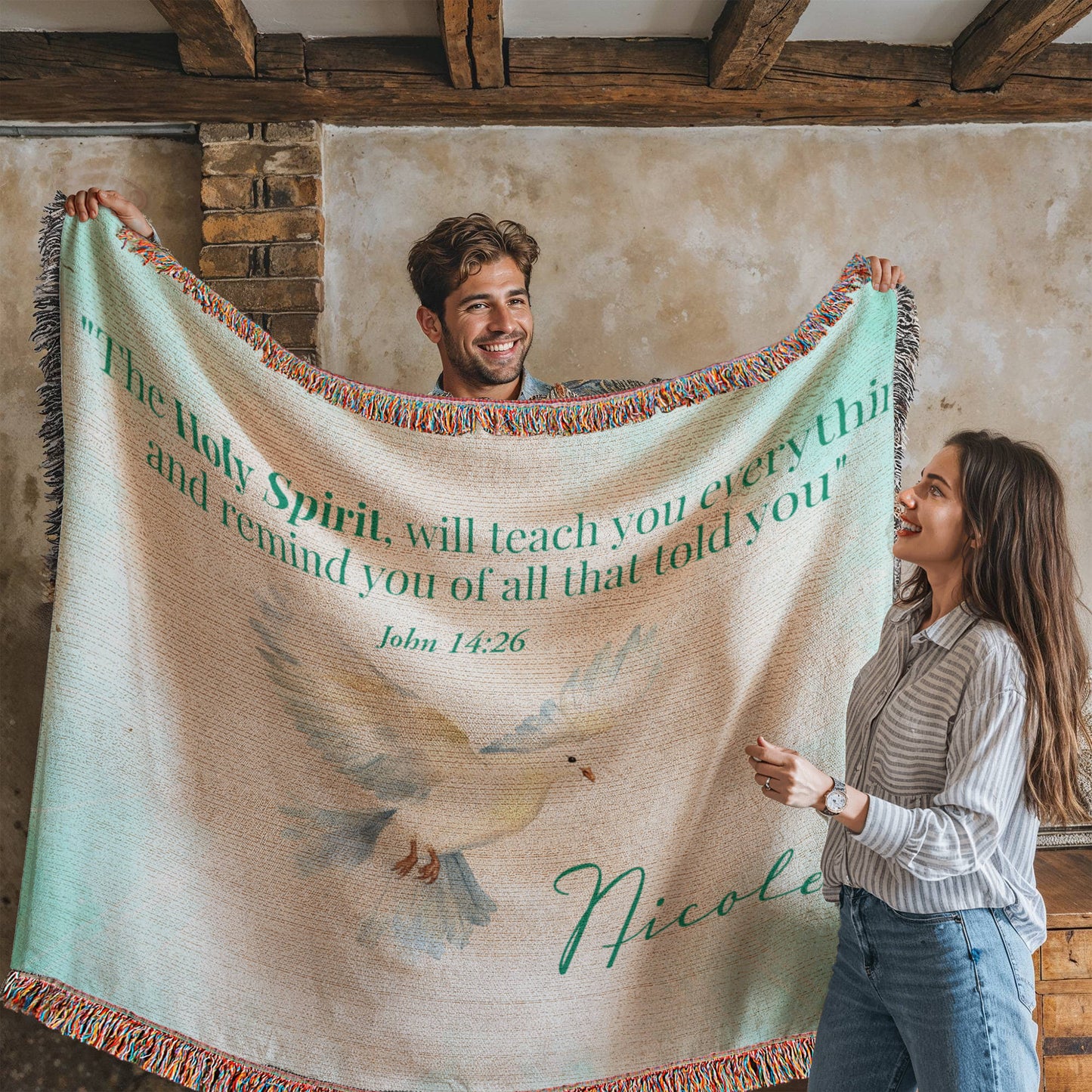 Personalized Woven Blanket "The Holy Spirit (John 14:26)"