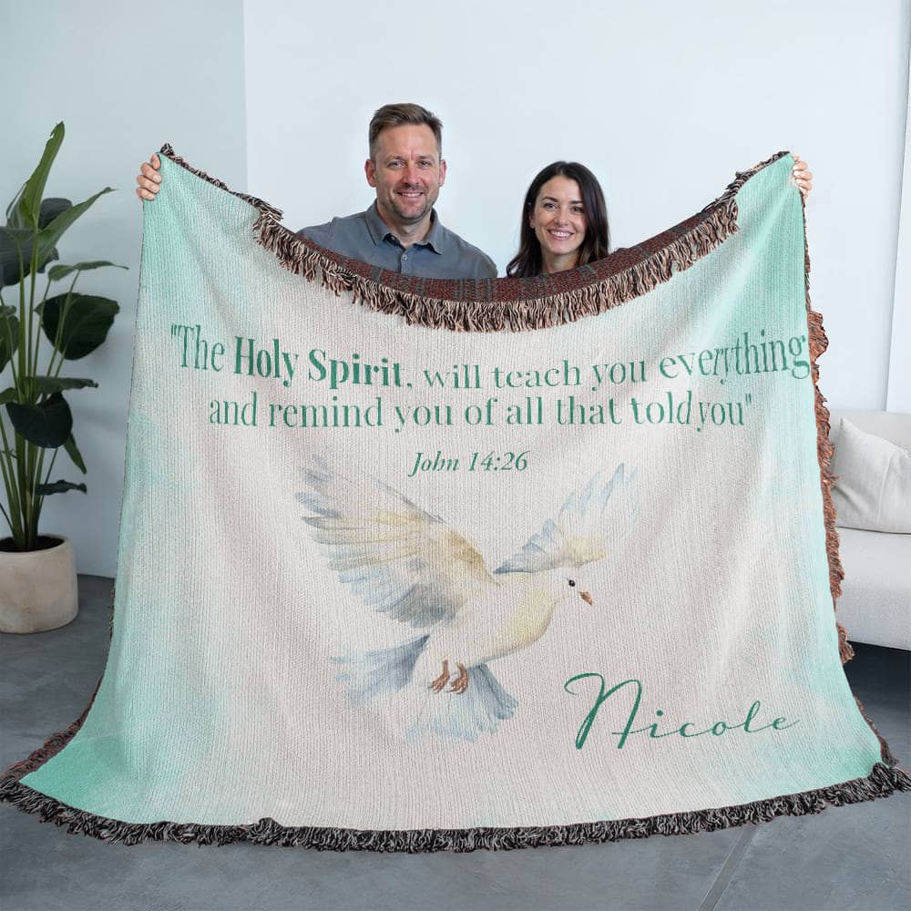 Personalized Woven Blanket "The Holy Spirit (John 14:26)"