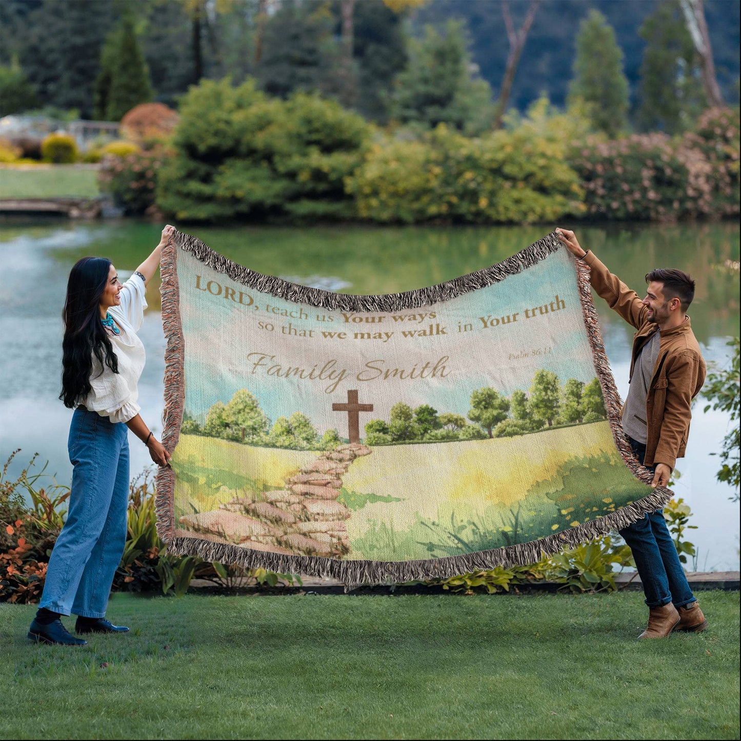 Personalized Woven Blanket "Lord teach us Your ways..(Psalm 86:11)"