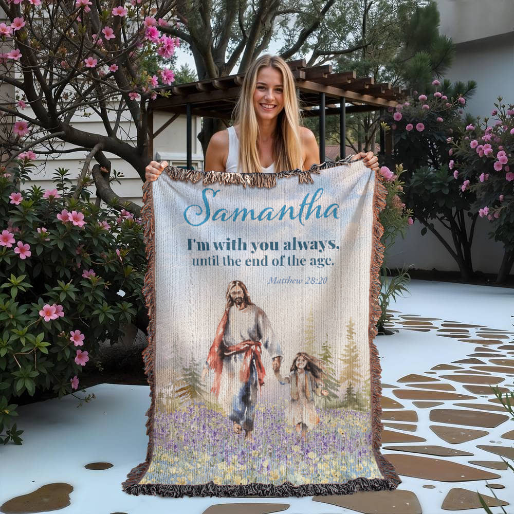 Personalized Woven Blanket "I'm with you always.. (Matthew 28:20)"