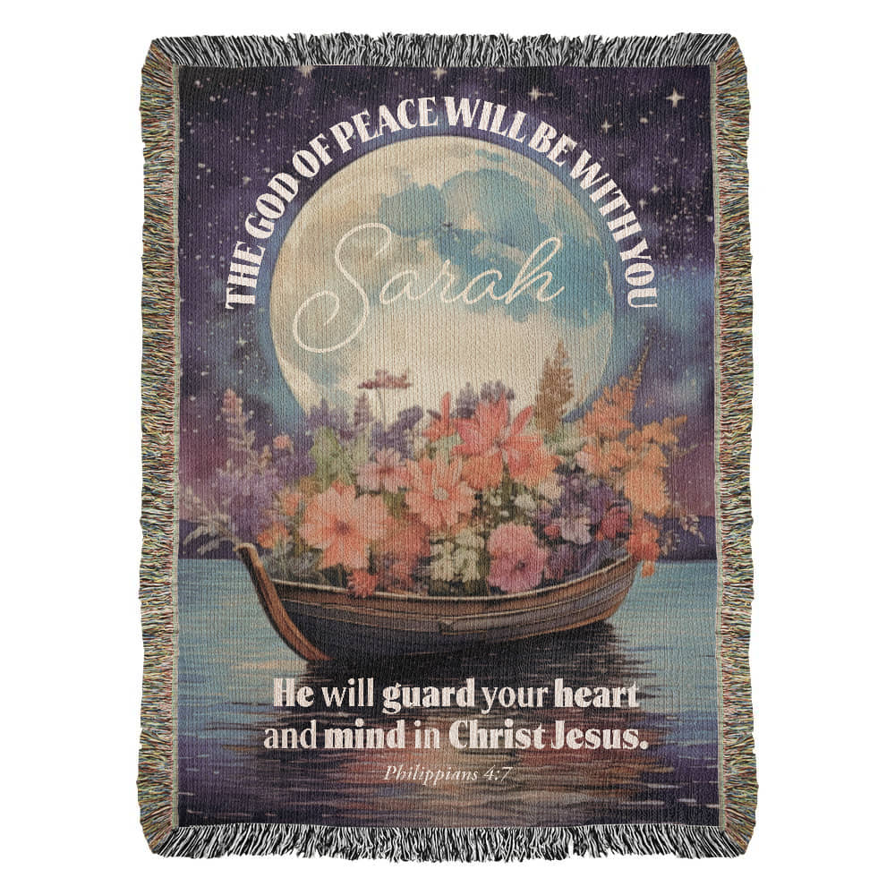 Personalized Woven Blanket "The God of peace will be with you.. (Philippians 4:7)"