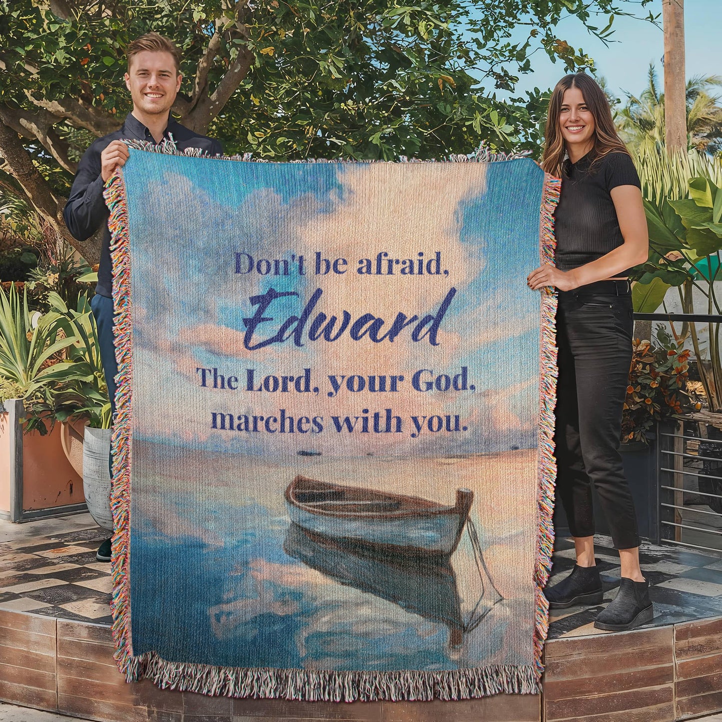 Personalized Woven Blanket Don't be afraid..(Deuteronomy 31:6)