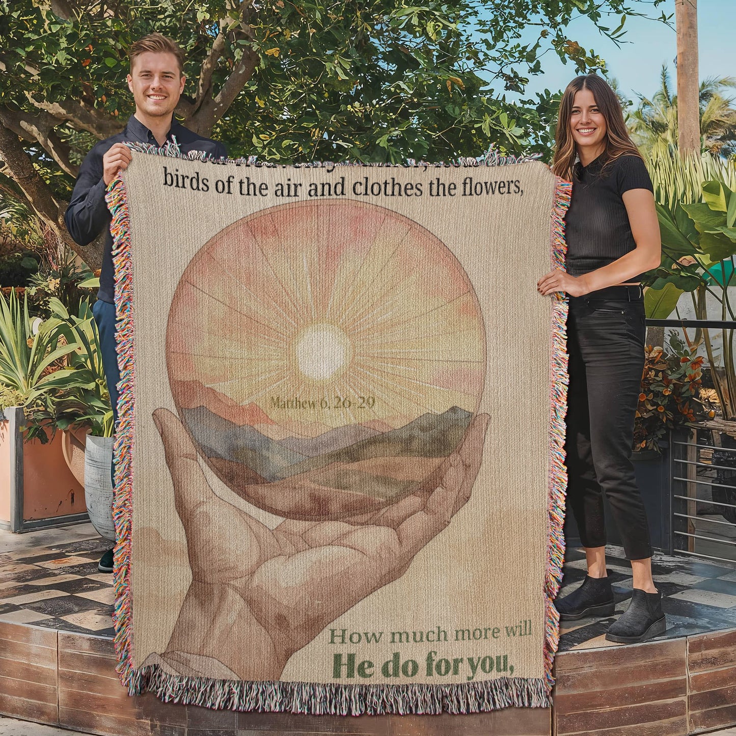 Woven Blanket "He do for you, his beloved son? (Matthew 6, 26-29)"