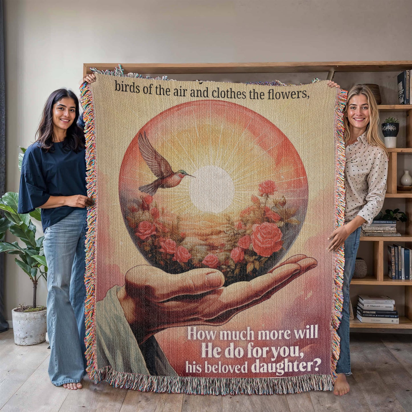 Woven Blanket "He do for you, his beloved daughter? (Matthew 6, 26-29)"