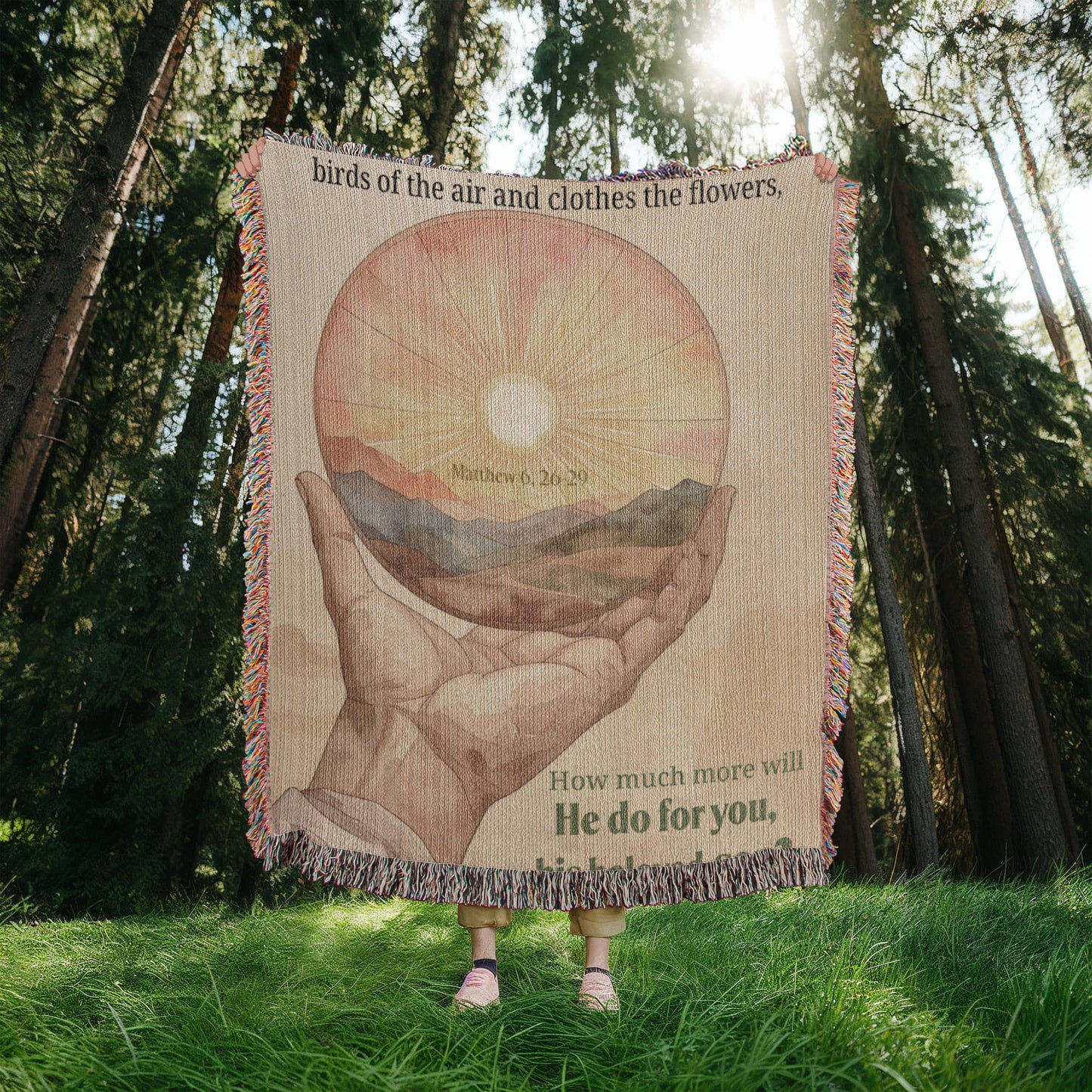 Woven Blanket "He do for you, his beloved son? (Matthew 6, 26-29)"
