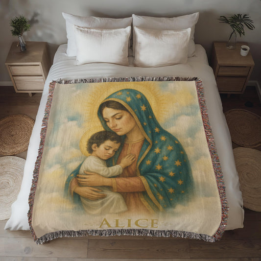 Personalized Woven Blanket "Am I not here, I who am your Mother?"