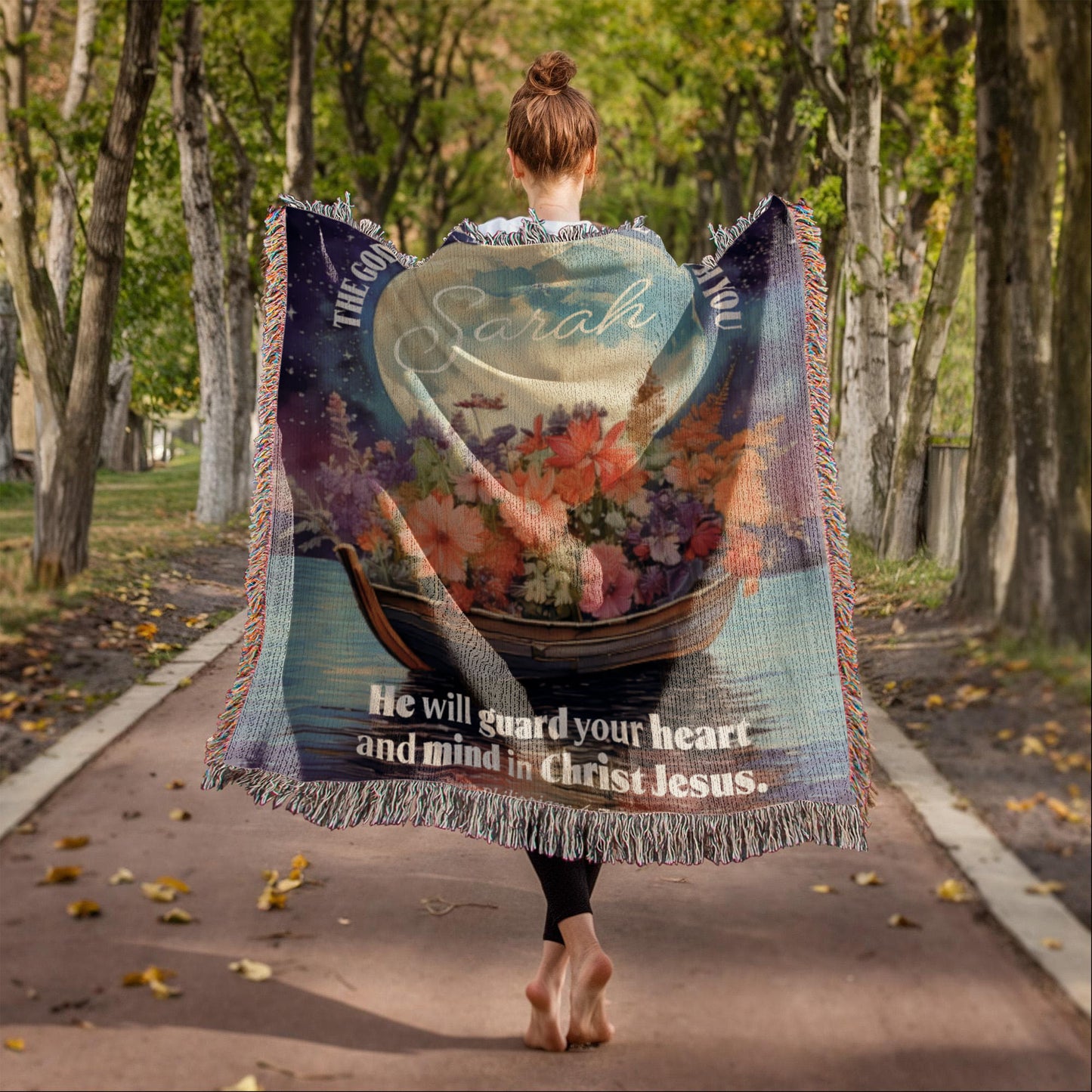 Personalized Woven Blanket "The God of peace will be with you.. (Philippians 4:7)"