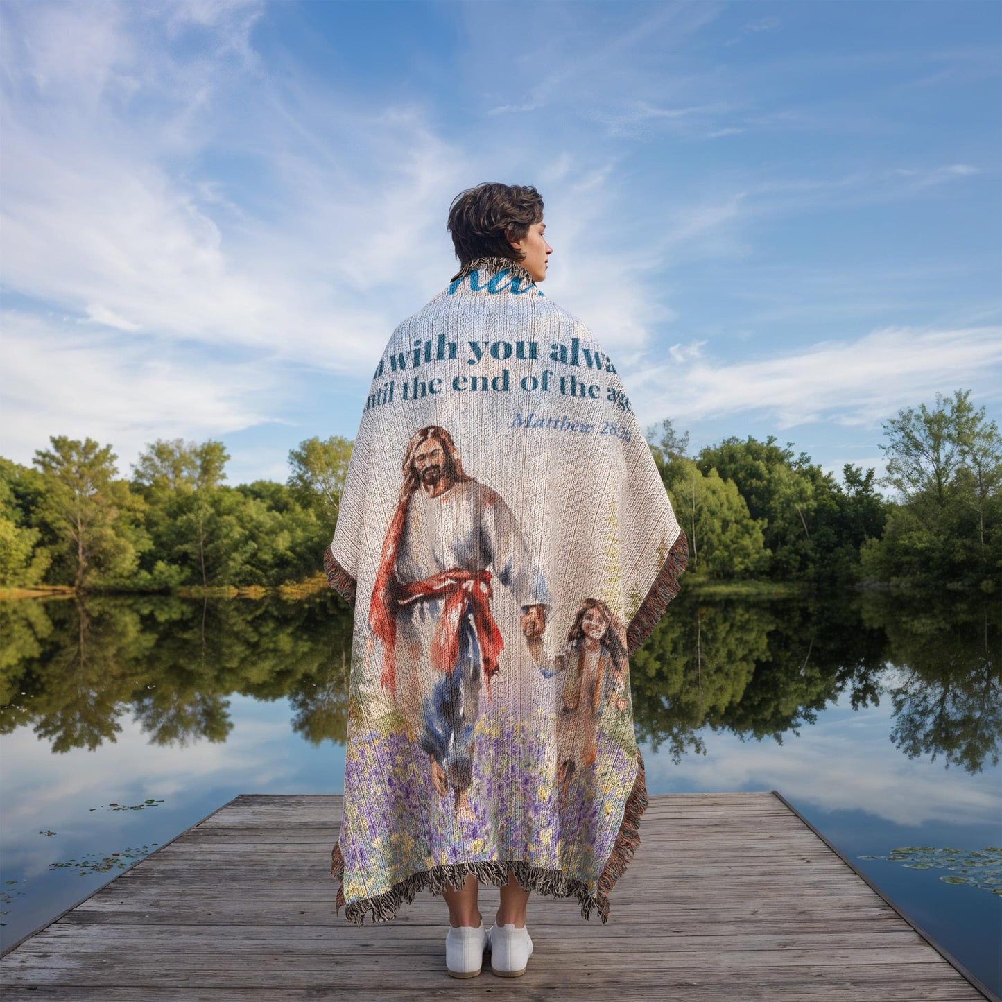Personalized Woven Blanket "I'm with you always.. (Matthew 28:20)"