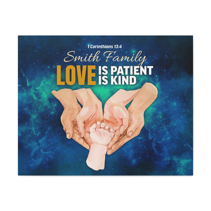 Faith Personalized Wall Art "Love Is Patient, Love Is Kind" (1 Corinthians 13:4)