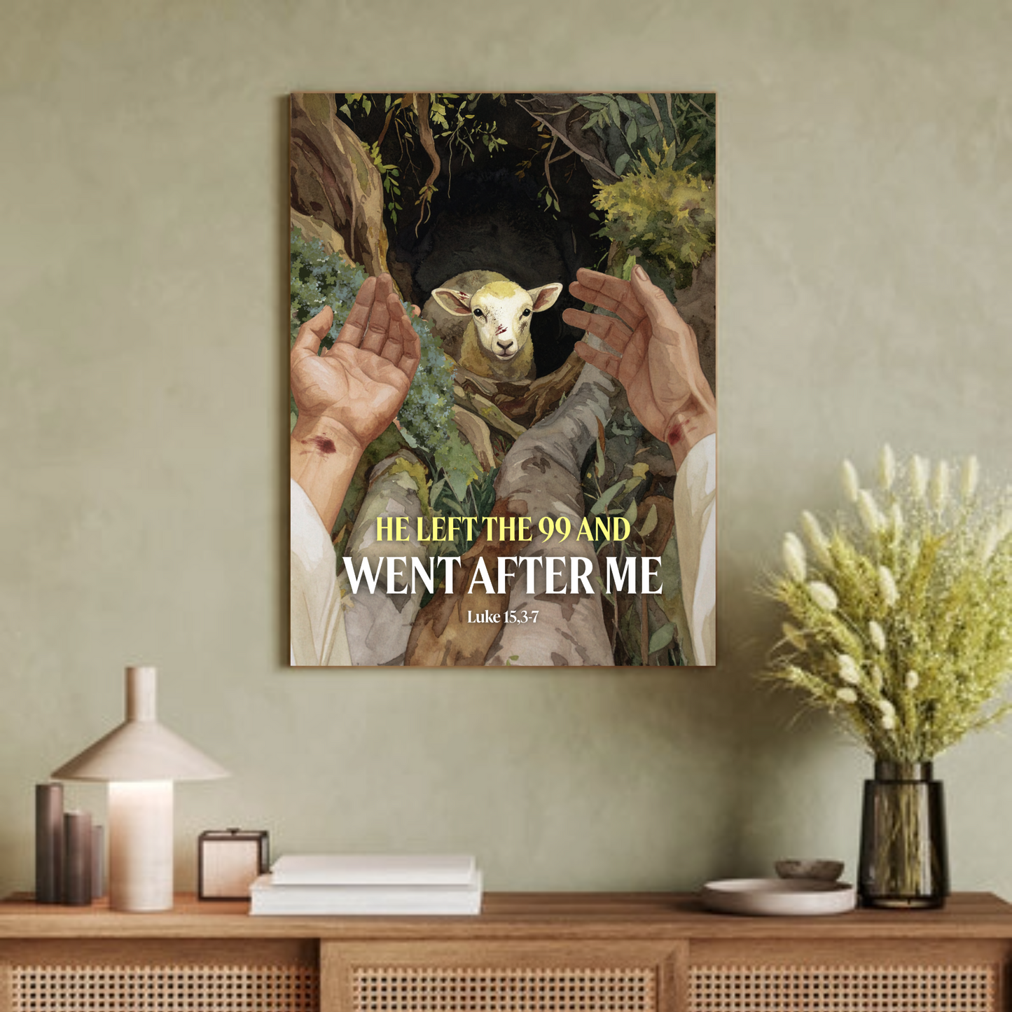 Faith Wall Art "He Left The 99 And Went After Me" (Luke 15:3,7)
