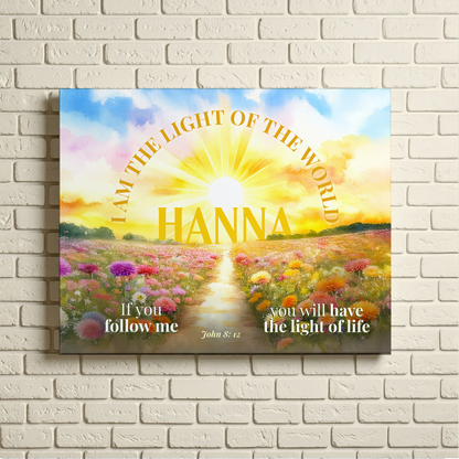 Faith Personalized Wall Art "I am the light of the world..." (John 8:12)