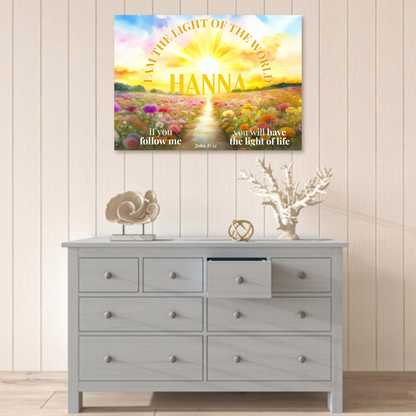 Faith Personalized Wall Art "I am the light of the world..." (John 8:12)