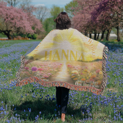Personalized Woven Blanket "I am the light of the world..(John 8: 12)"