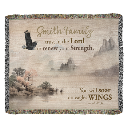 Personalized Woven Blanket "trust in the Lord to renew your Strength (Isaiah 40:31)"