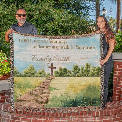 Personalized Woven Blanket "Lord teach us Your ways..(Psalm 86:11)"