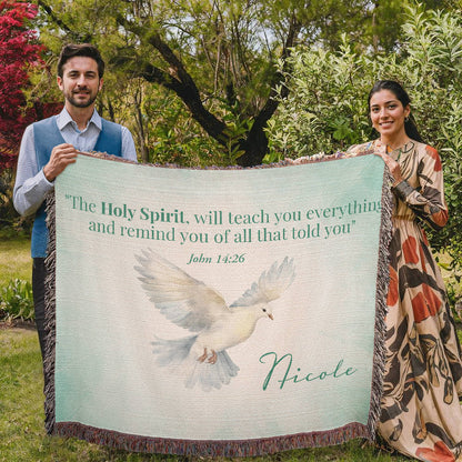 Personalized Woven Blanket "The Holy Spirit (John 14:26)"