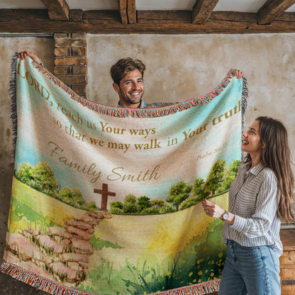 Personalized Woven Blanket "Lord teach us Your ways..(Psalm 86:11)"