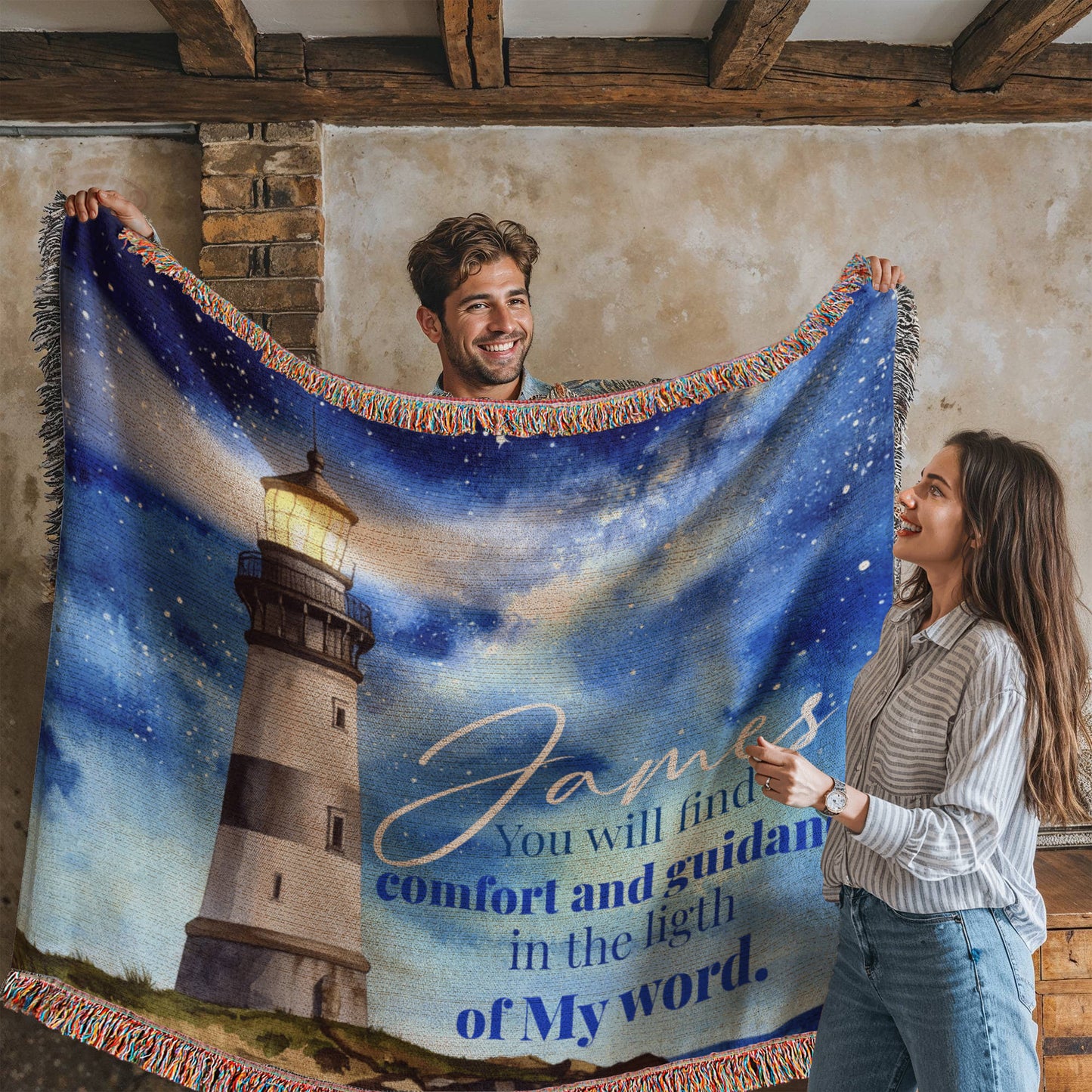 Personalized Woven Blanket "you will find comfort and guidance"