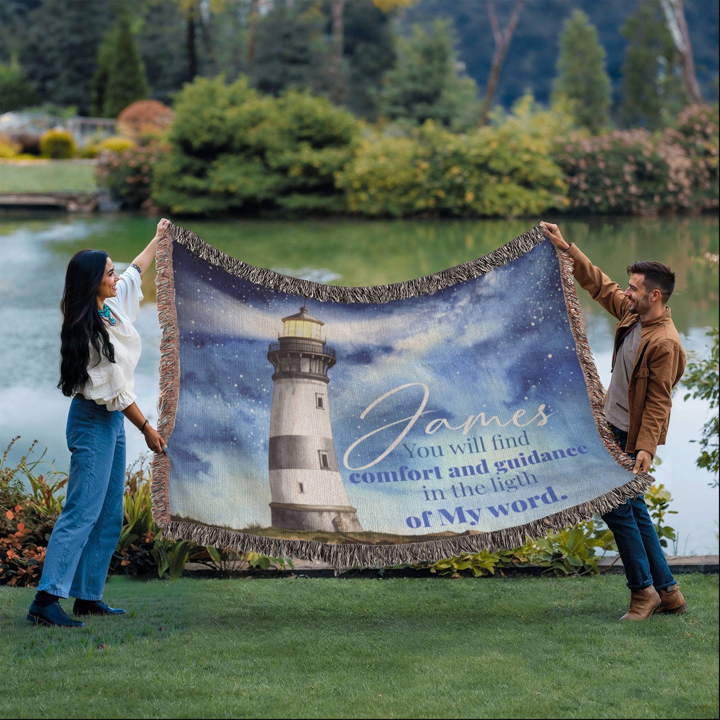 Personalized Woven Blanket "you will find comfort and guidance"