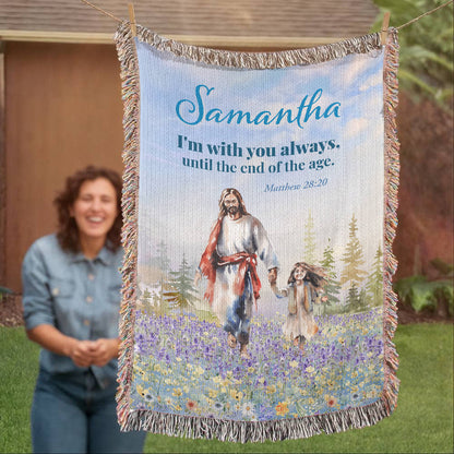 Personalized Woven Blanket "I'm with you always.. (Matthew 28:20)"