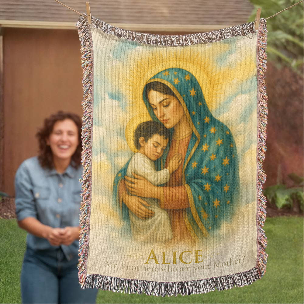 Personalized Woven Blanket "Am I not here, I who am your Mother?"