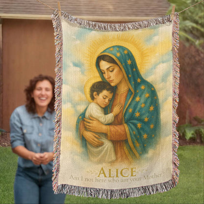Personalized Woven Blanket "Am I not here, I who am your Mother?"