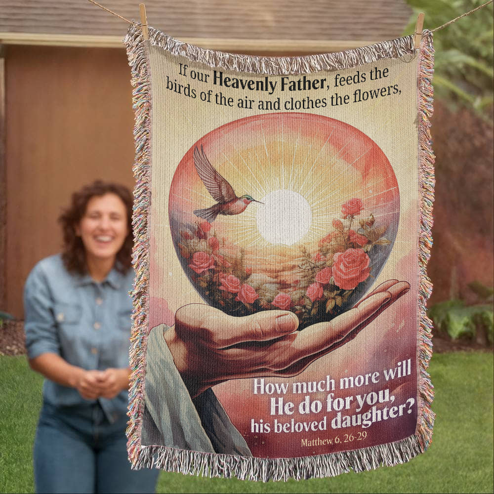 Woven Blanket "He do for you, his beloved daughter? (Matthew 6, 26-29)"