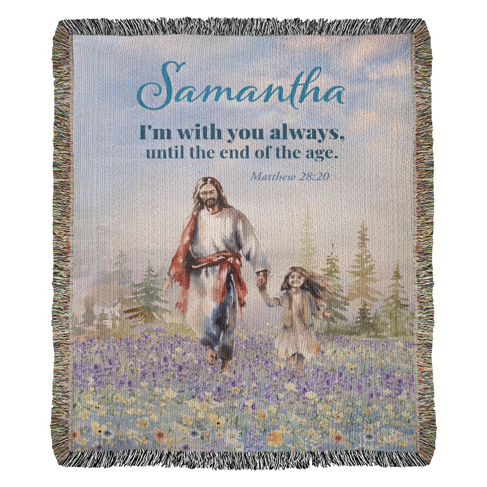 Personalized Woven Blanket "I'm with you always.. (Matthew 28:20)"