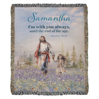 Personalized Woven Blanket "I'm with you always.. (Matthew 28:20)"