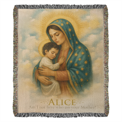 Personalized Woven Blanket "Am I not here, I who am your Mother?"