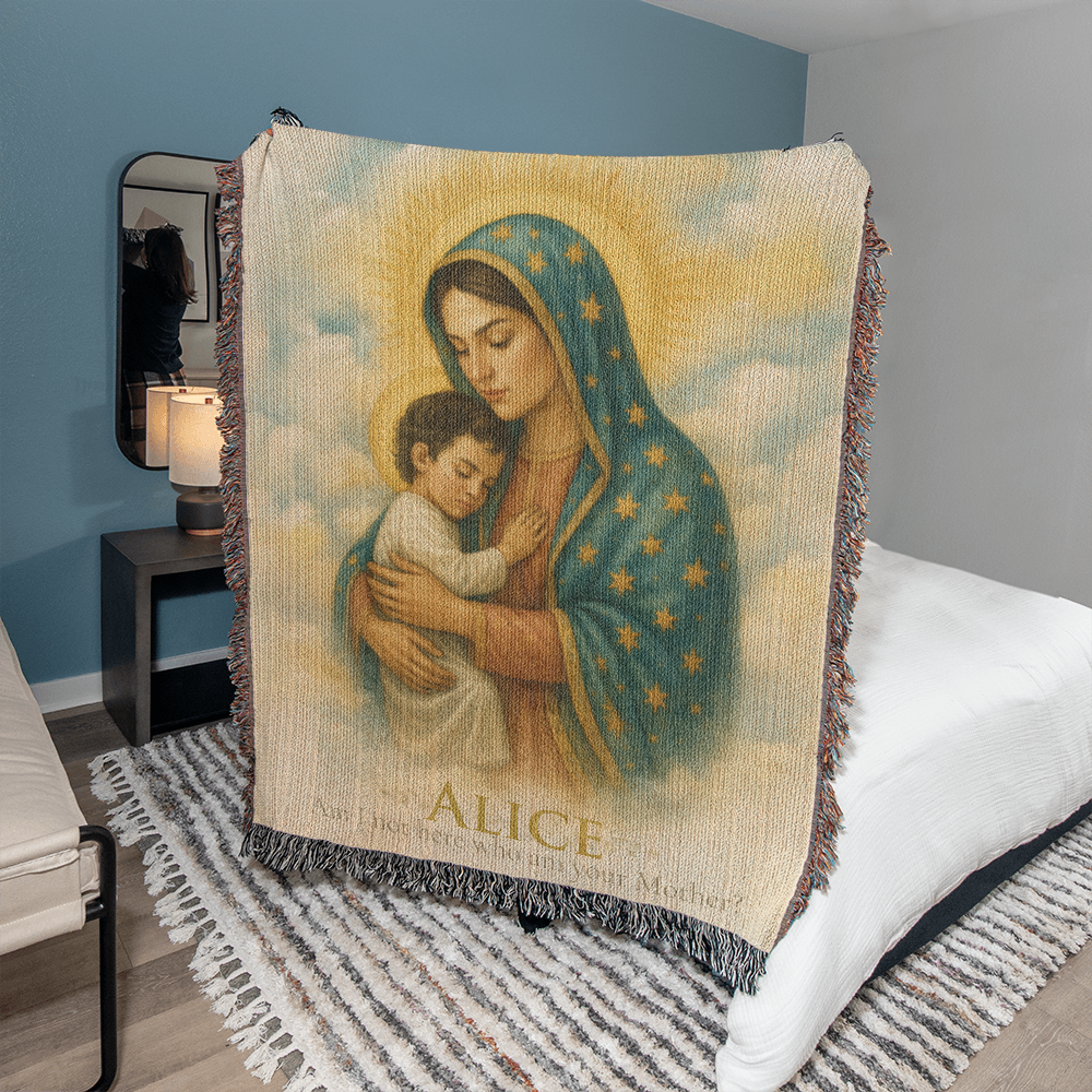 Personalized Woven Blanket "Am I not here, I who am your Mother?"