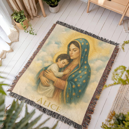 Personalized Woven Blanket "Am I not here, I who am your Mother?"