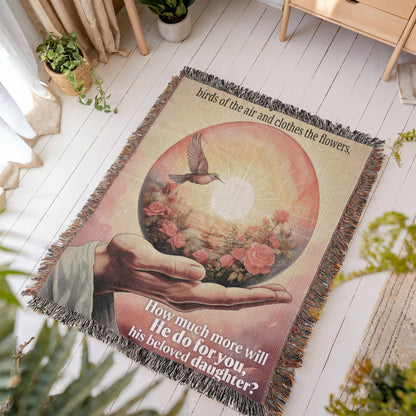 Woven Blanket "He do for you, his beloved daughter? (Matthew 6, 26-29)"