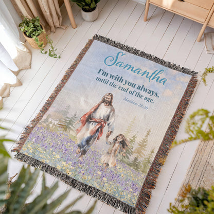 Personalized Woven Blanket "I'm with you always.. (Matthew 28:20)"