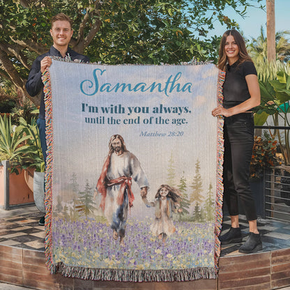 Personalized Woven Blanket "I'm with you always.. (Matthew 28:20)"