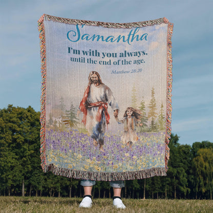 Personalized Woven Blanket "I'm with you always.. (Matthew 28:20)"