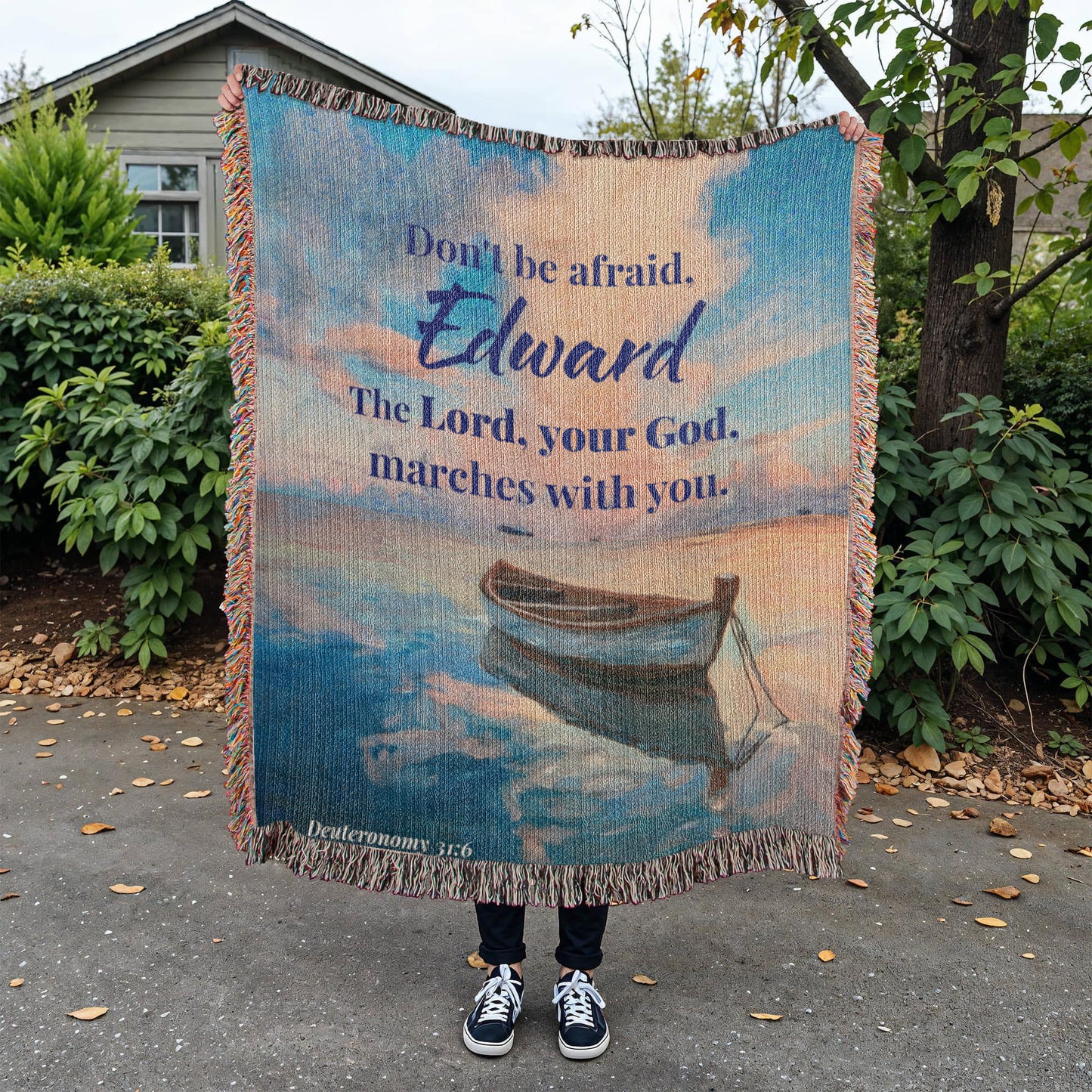 Personalized Woven Blanket Don't be afraid..(Deuteronomy 31:6)