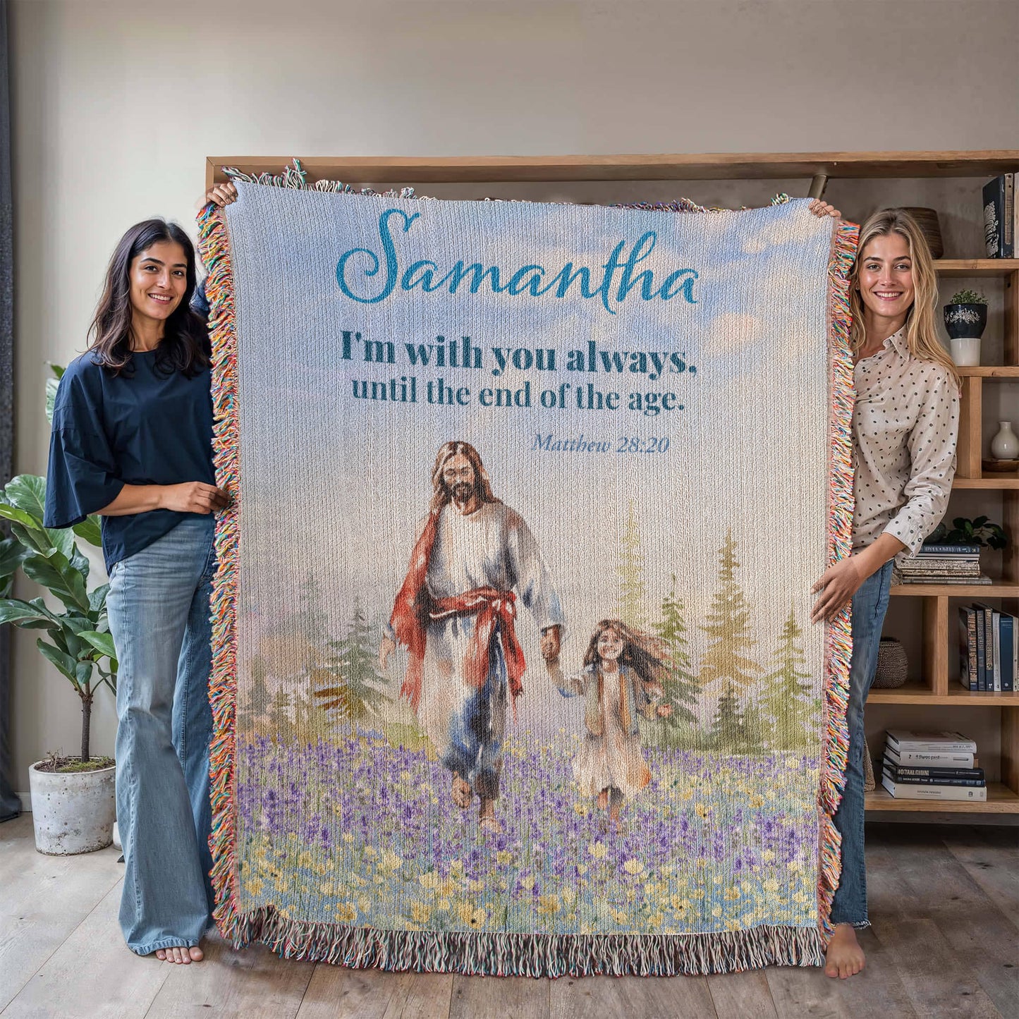 Personalized Woven Blanket "I'm with you always.. (Matthew 28:20)"